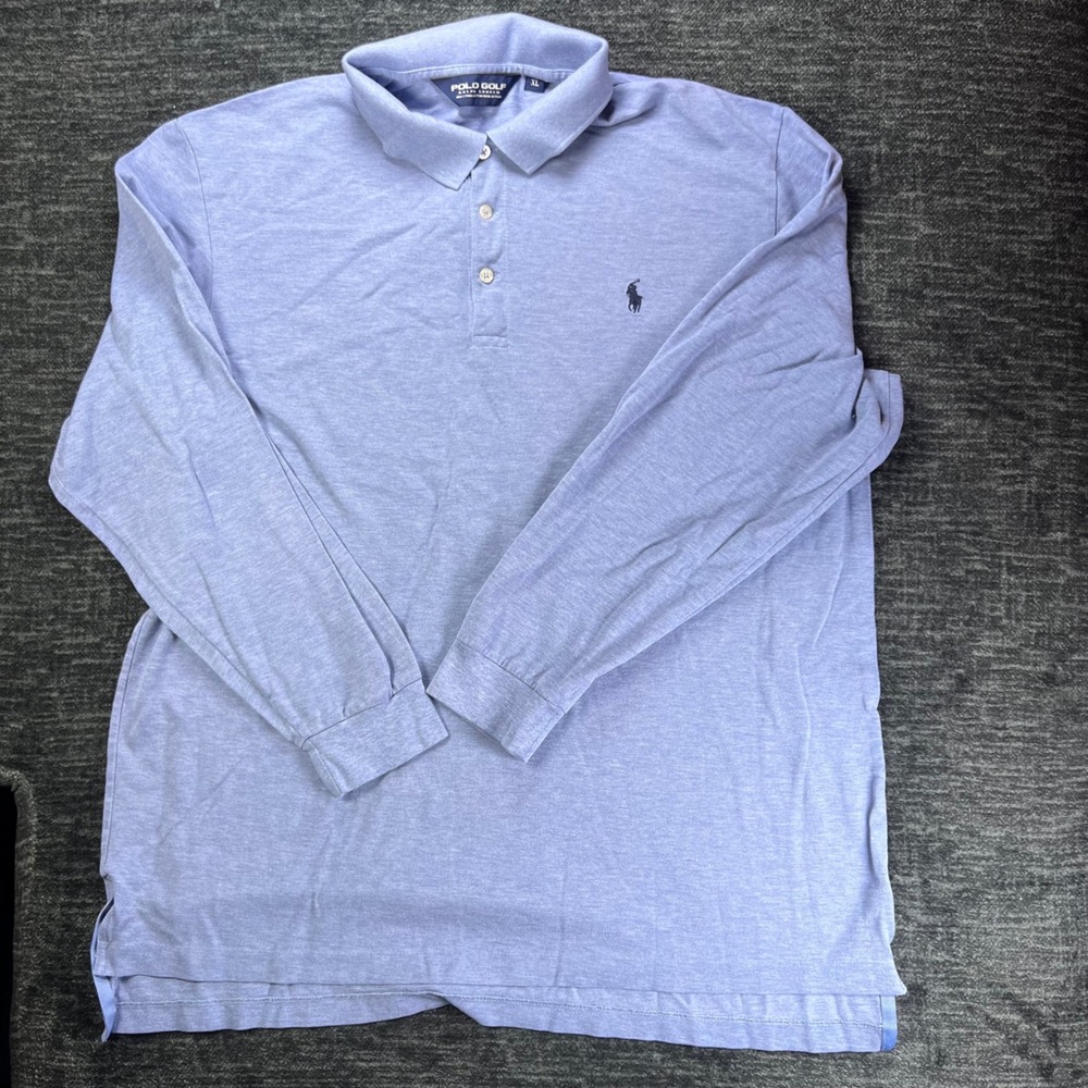 Polo Golf Ralph Lauren Polo Shirt Mens XL Blue Long Sleeve Pima Cotton Logo